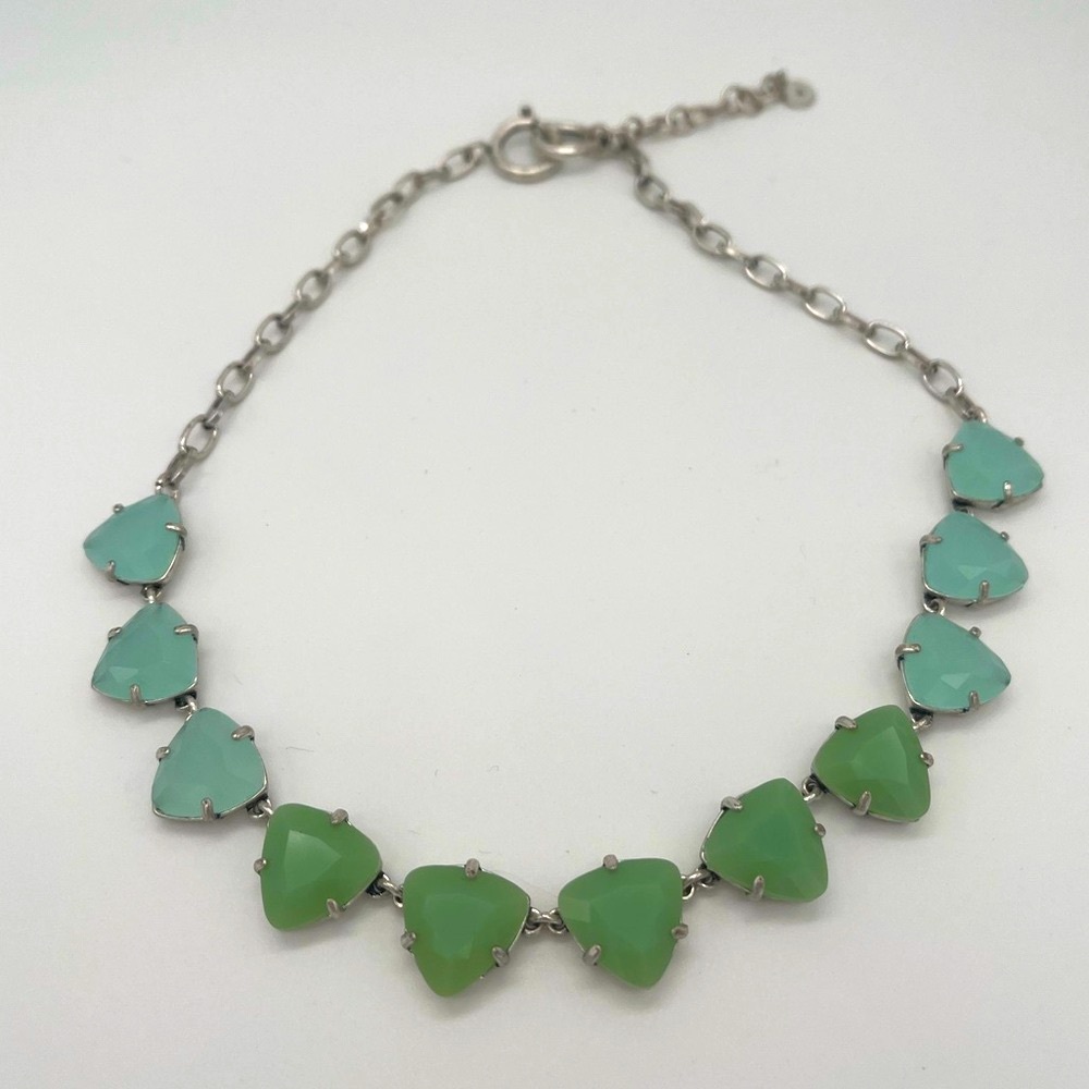 Stella & Dot Green and Aqua Triangle Stone Necklace